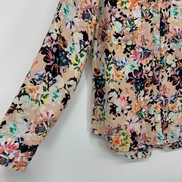 Express Portofino Shirt Pink Floral Print Button Down Long Sleeve - Picture 5 of 10